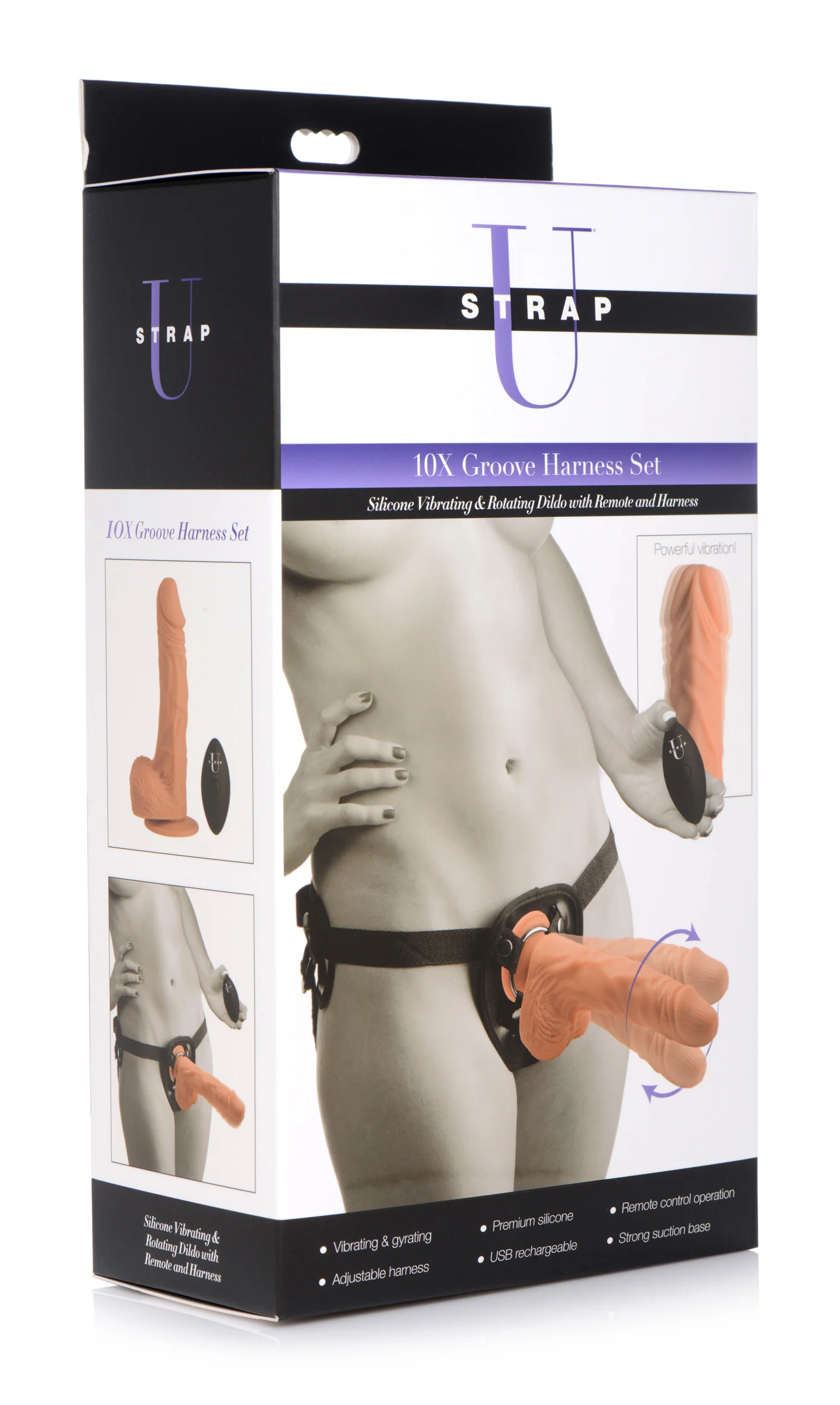 10X Groove Harness with Vibrating and Rotating Silicone Dildo - Image 7