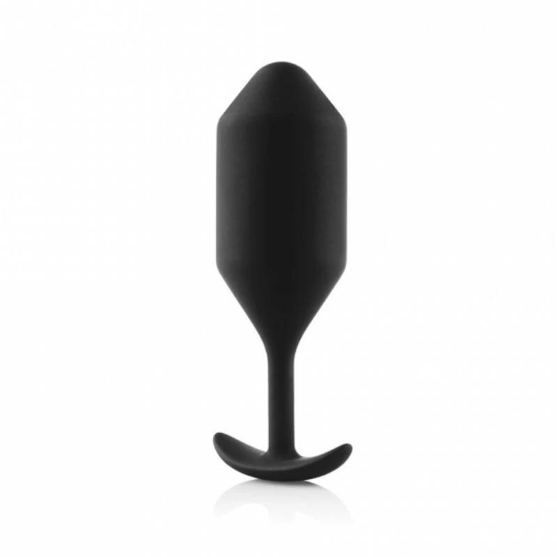 b-Vibe Snug Plug 4 Weighted Silicone Anal Plug Black - Image 3