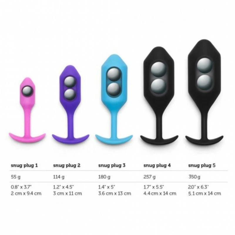b-Vibe Snug Plug 4 Weighted Silicone Anal Plug Black - Image 5
