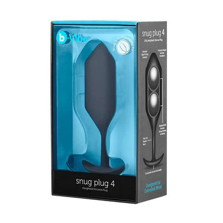 b-Vibe Snug Plug 4 Weighted Silicone Anal Plug Black - Image 7
