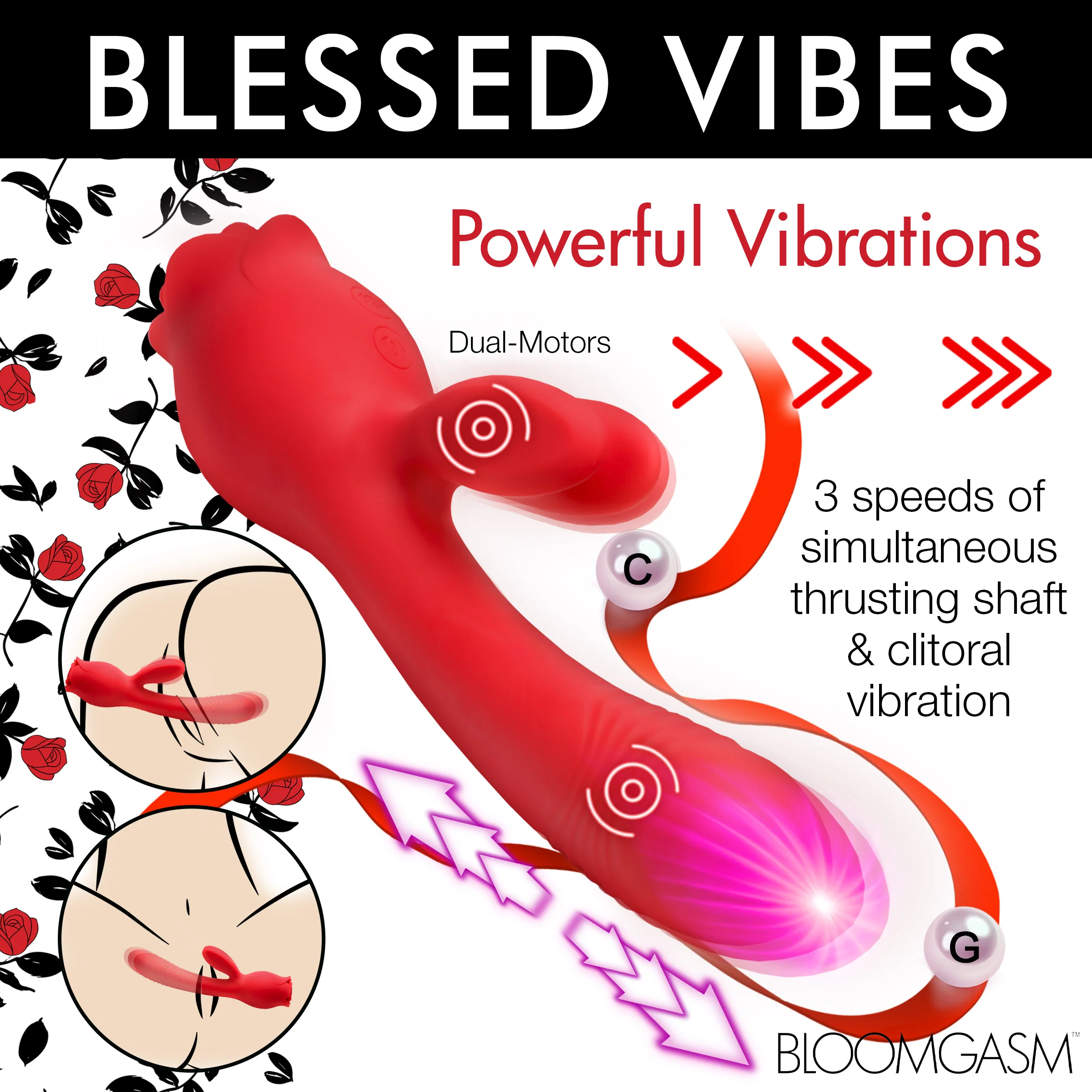 Blooming Bunny Sucking and Thrusting Silicone Rabbit Vibrator - Image 3
