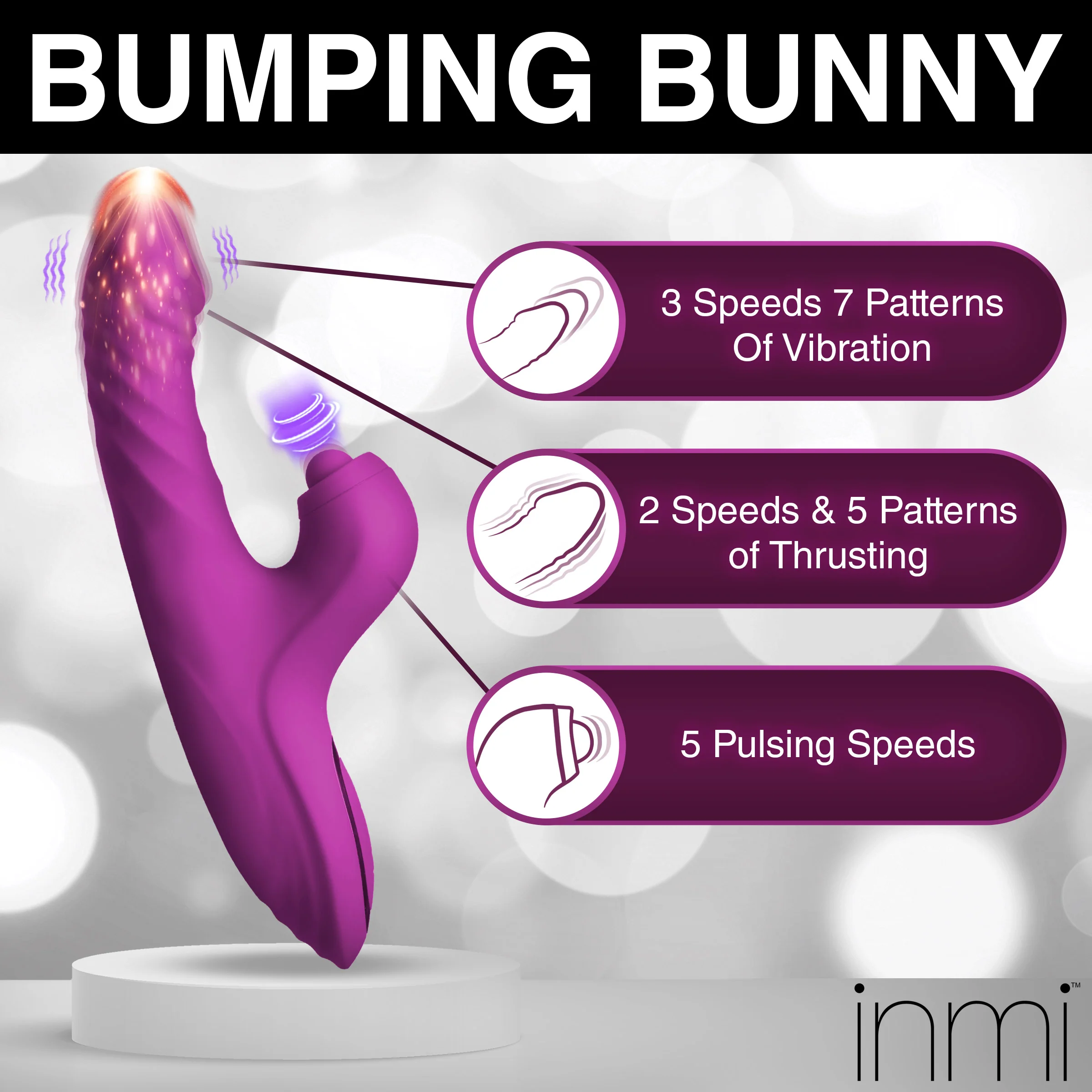 Bumping Bunny Thrusting & Pulsing Silicone Rabbit Vibrator - Image 8