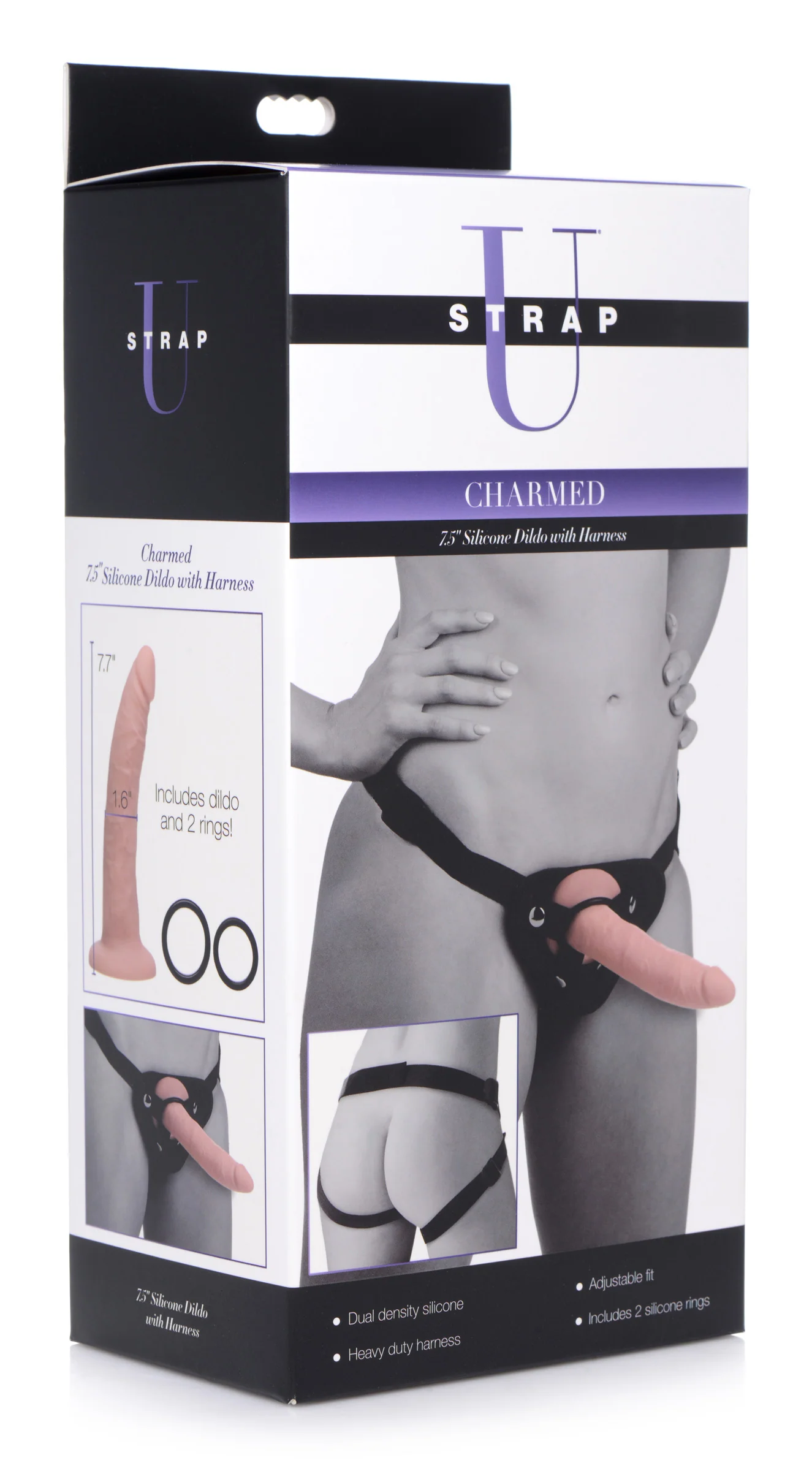 Charmed 7.5 Inch Silicone Dildo with Harness - Image 4