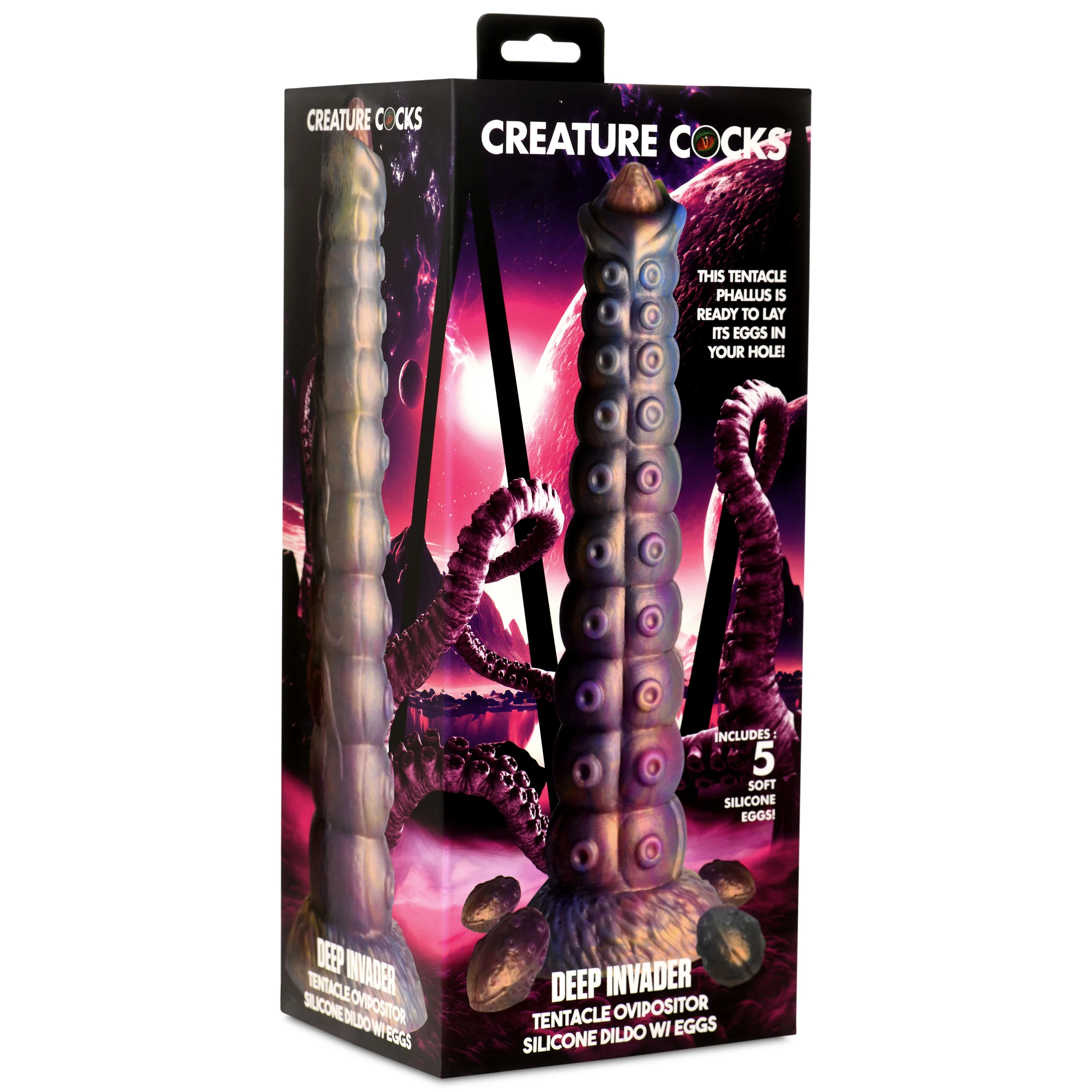 Deep Invader Tentacle Ovipositor Silicone Dildo with Eggs - Image 3