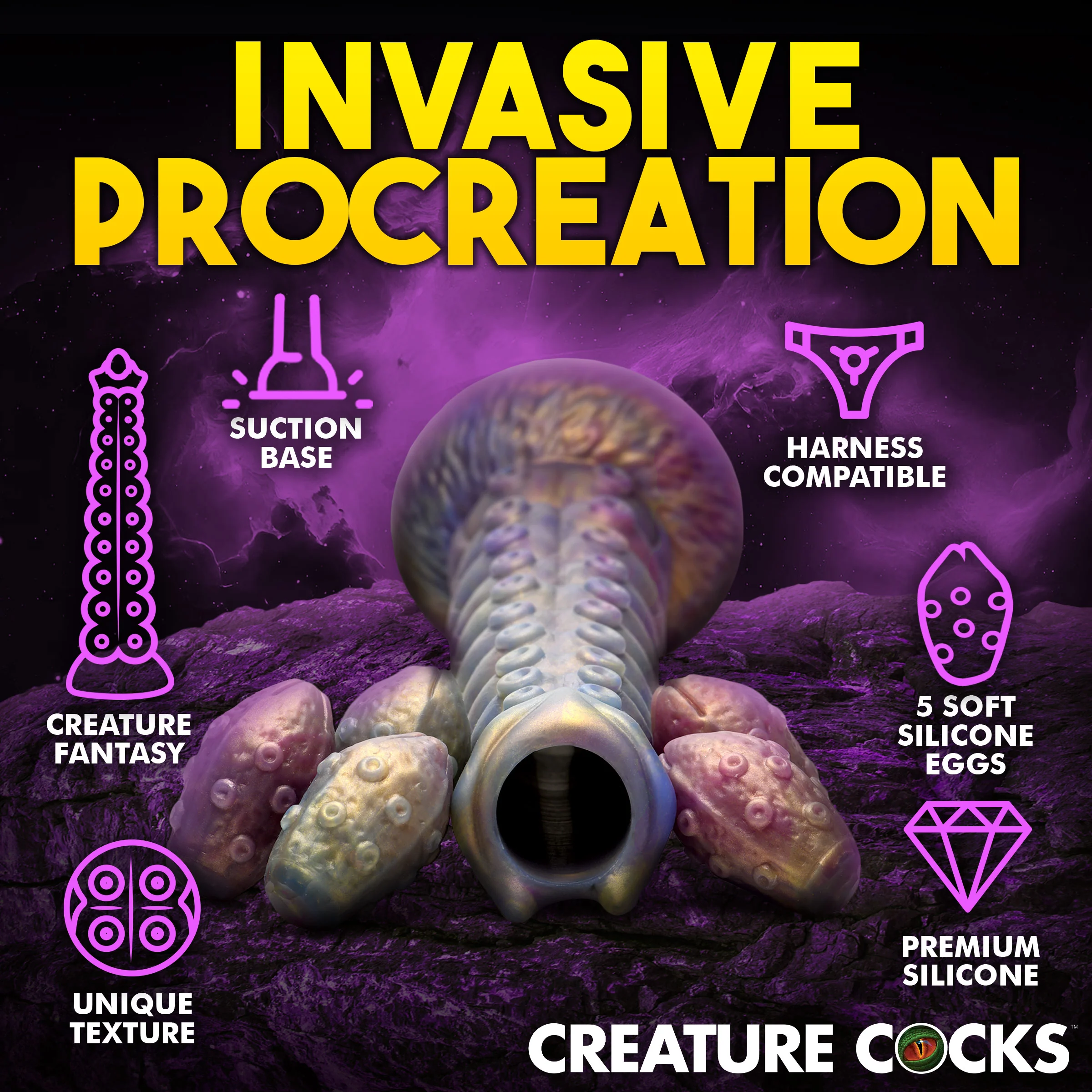Deep Invader Tentacle Ovipositor Silicone Dildo with Eggs - Image 6