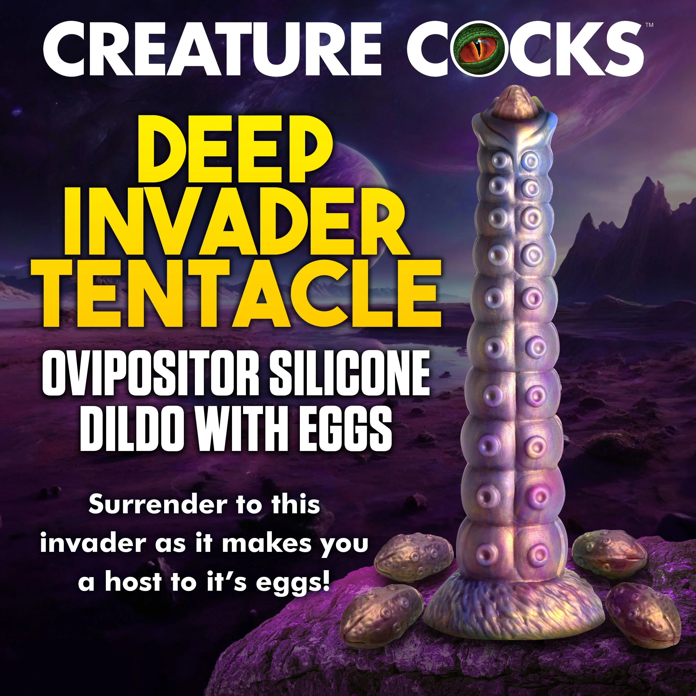 Deep Invader Tentacle Ovipositor Silicone Dildo with Eggs - Image 8