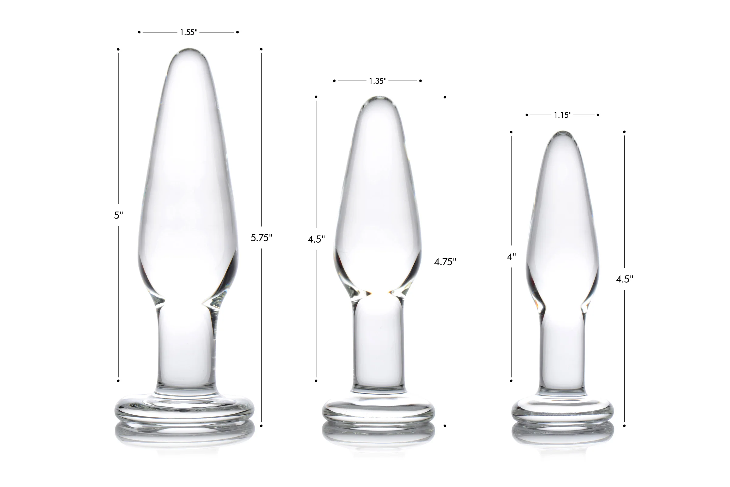 Dosha 3 Piece Glass Anal Plug Kit - Image 4