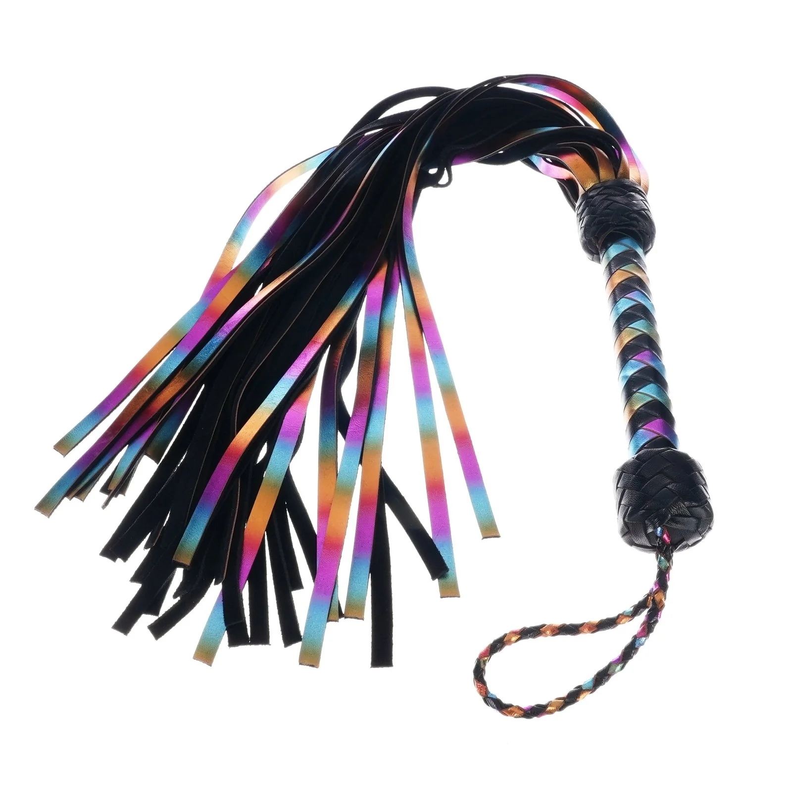 Holographic Rainbow Leather Flogger By Kink - Image 11