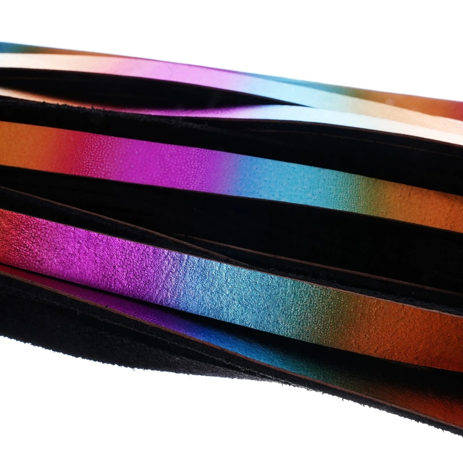 Holographic Rainbow Leather Flogger By Kink - Image 12