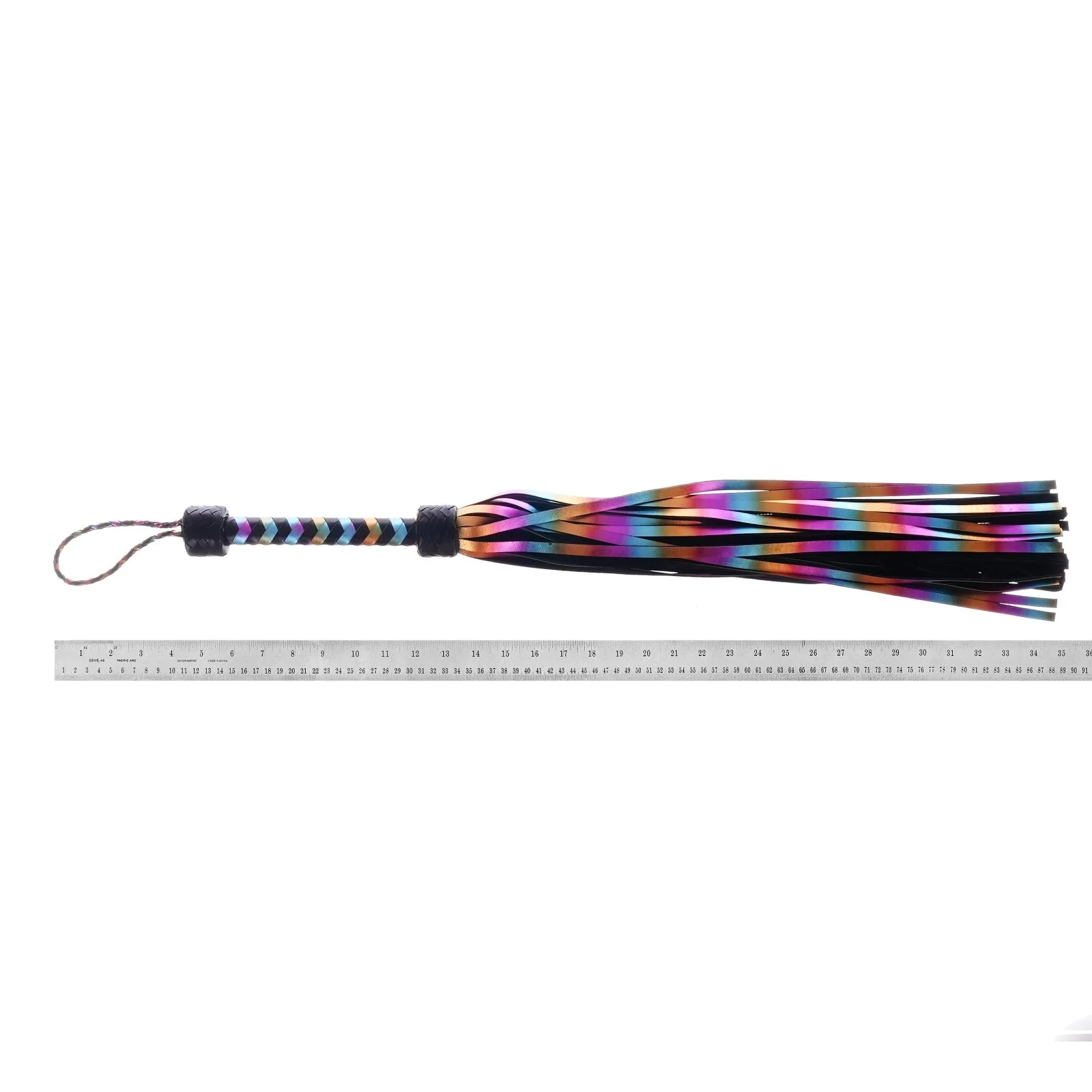 Holographic Rainbow Leather Flogger By Kink - Image 16