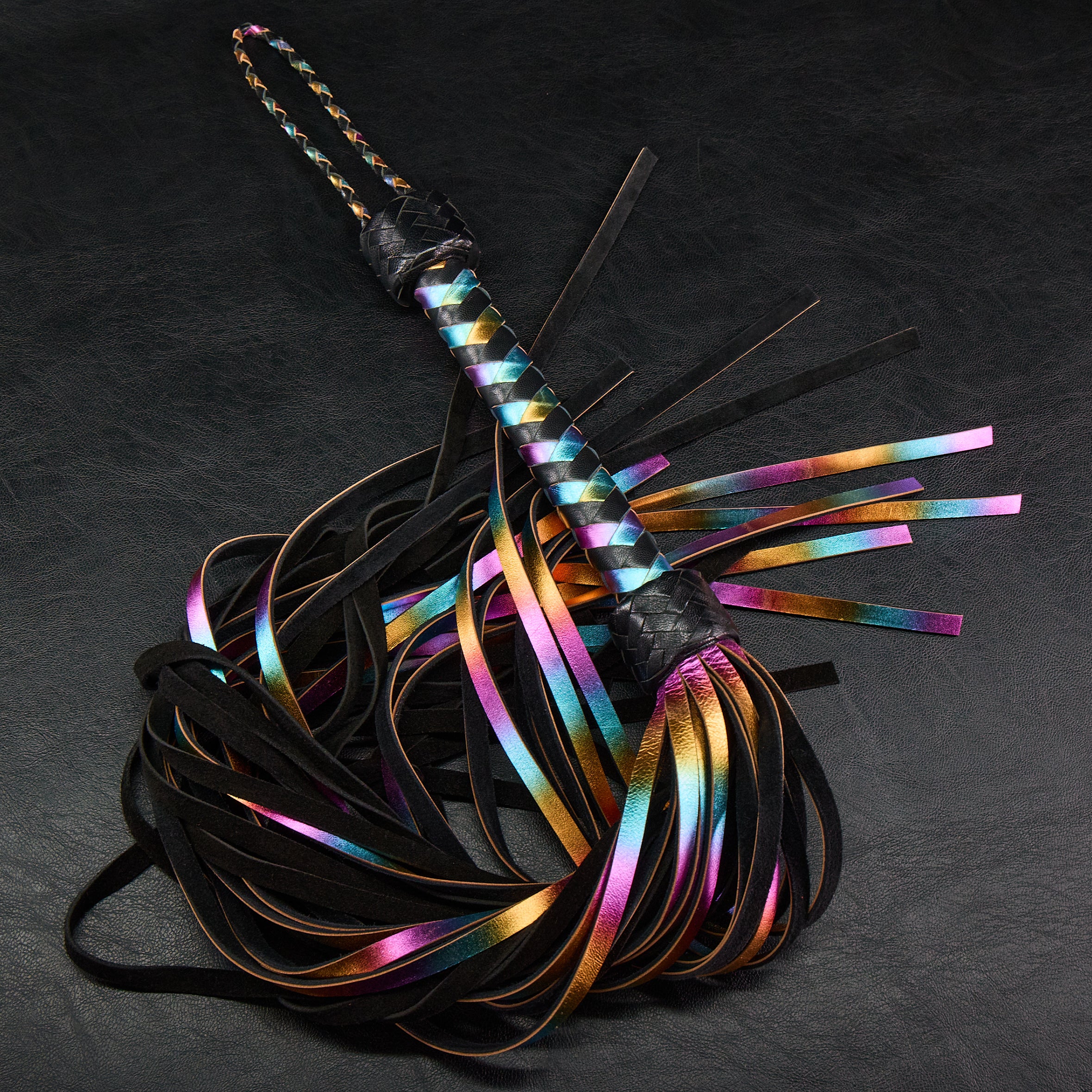 Holographic Rainbow Leather Flogger By Kink - Image 3