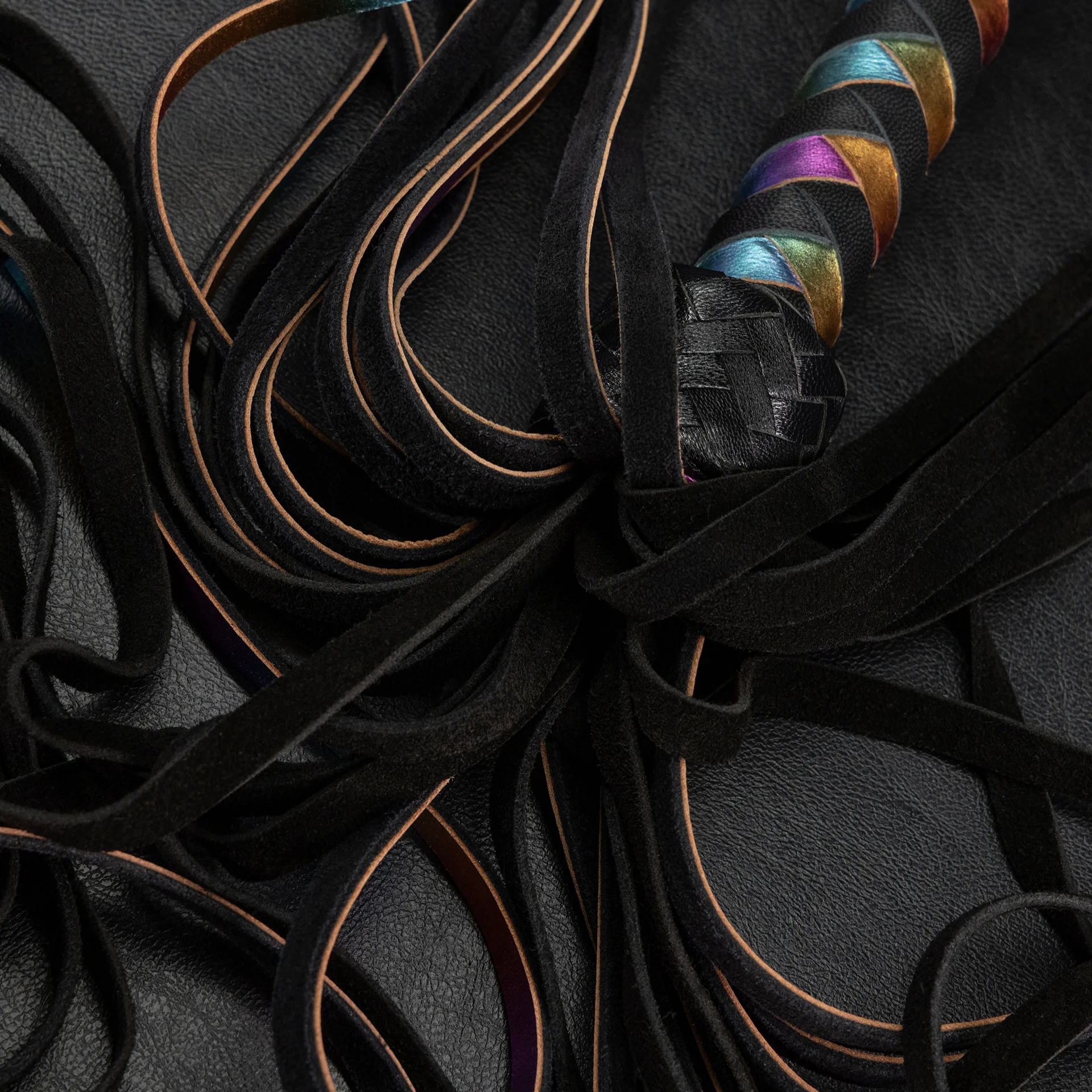 Holographic Rainbow Leather Flogger By Kink - Image 6