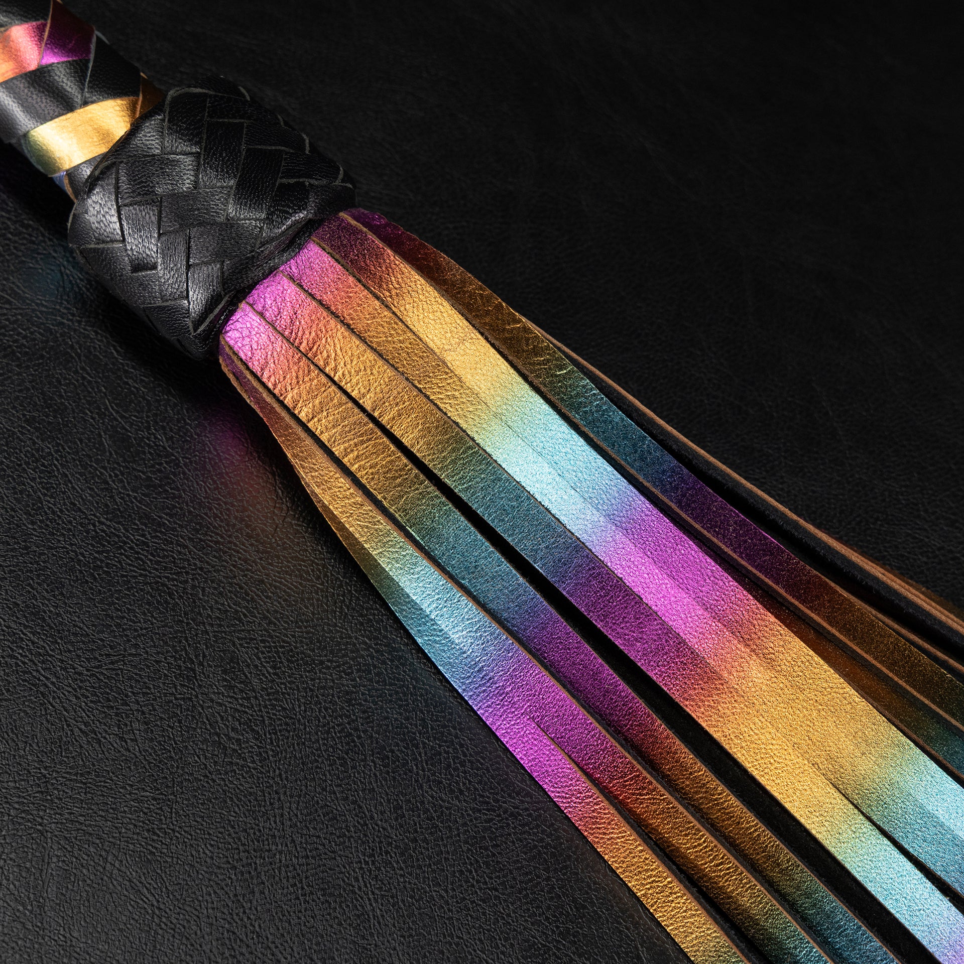 Holographic Rainbow Leather Flogger By Kink - Image 7