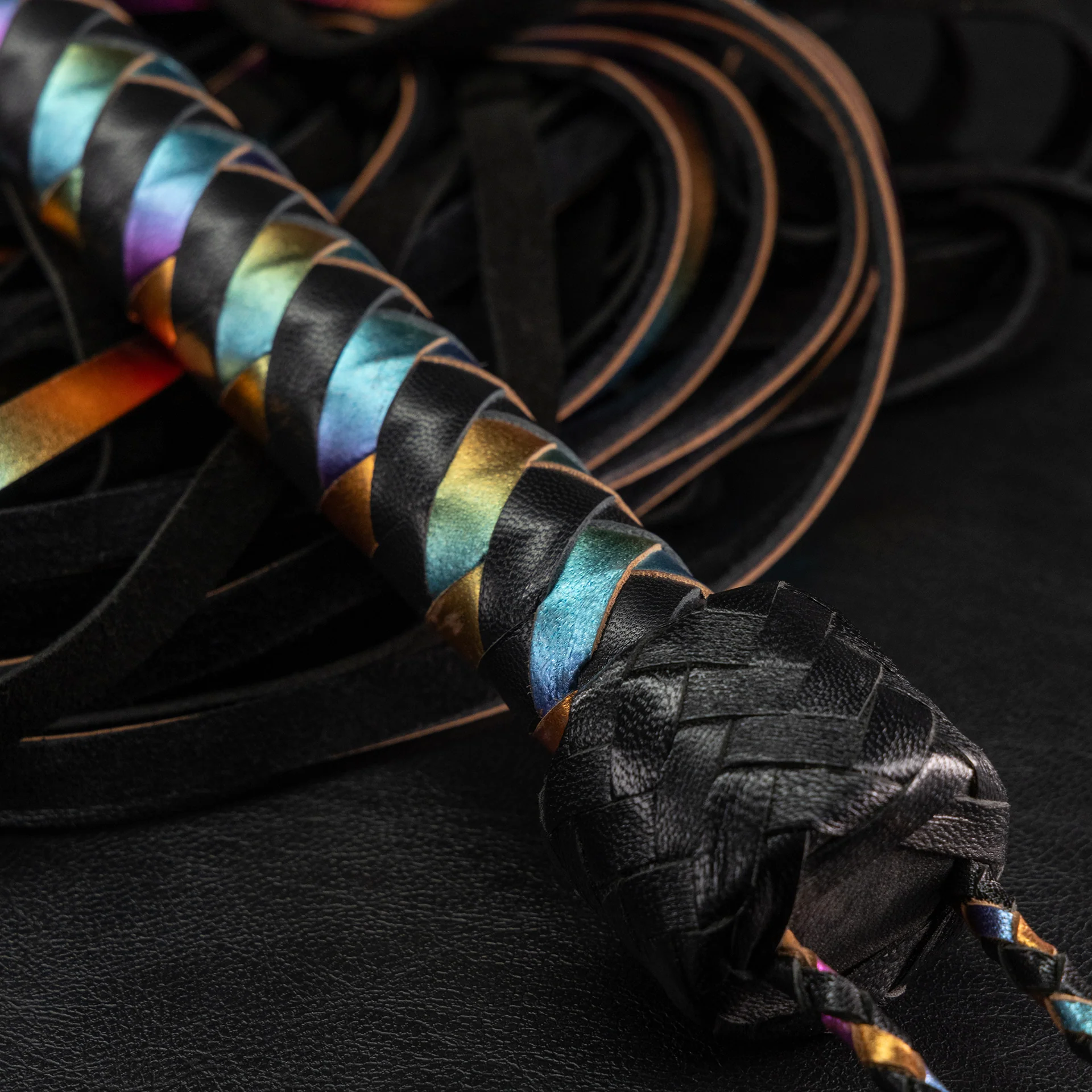 Holographic Rainbow Leather Flogger By Kink - Image 8
