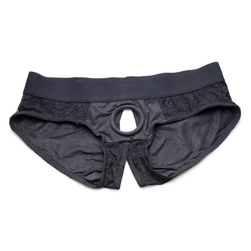 Lace Envy Black Pegging Set with Lace Crotchless Panty Harness and Dildo - L-XL - Image 3