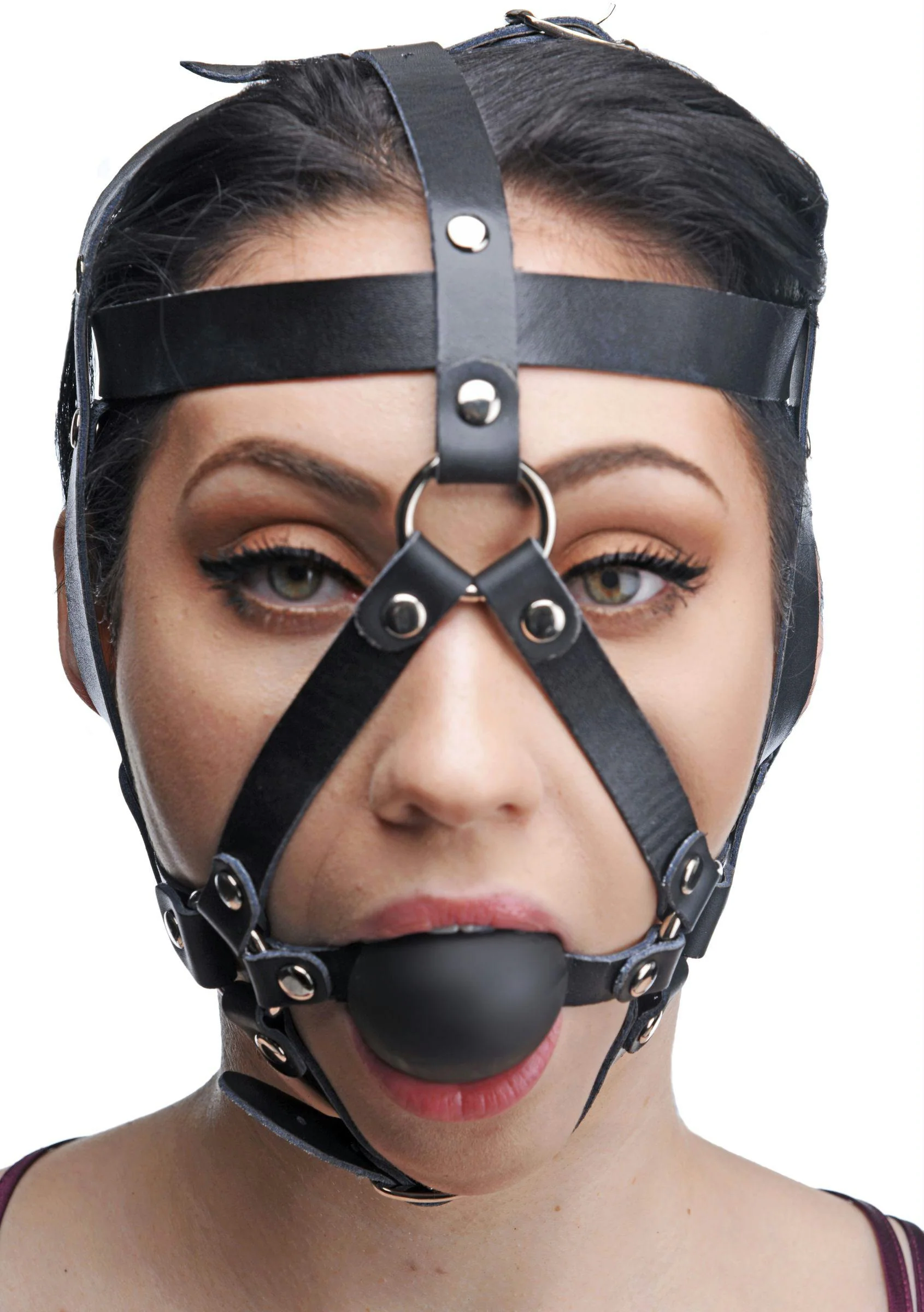Leather Head Harness with Ball Gag - Image 2