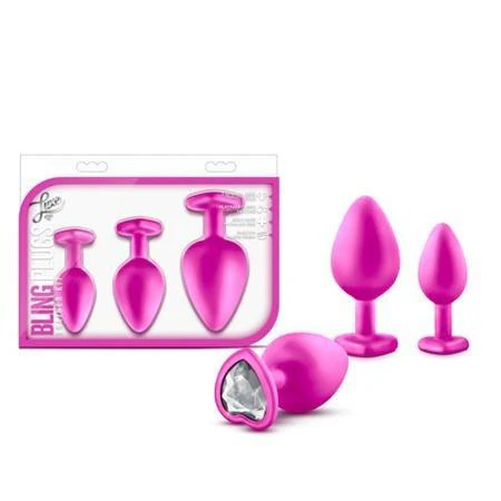 Blush Luxe 3-Piece Bling Plug Training Kit with White Gem Base Pink - Image 4