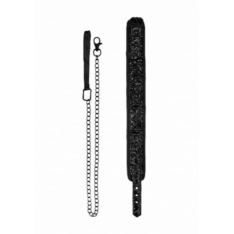 Ouch! Luxury Adjustable Collar With Leash Black - Image 2