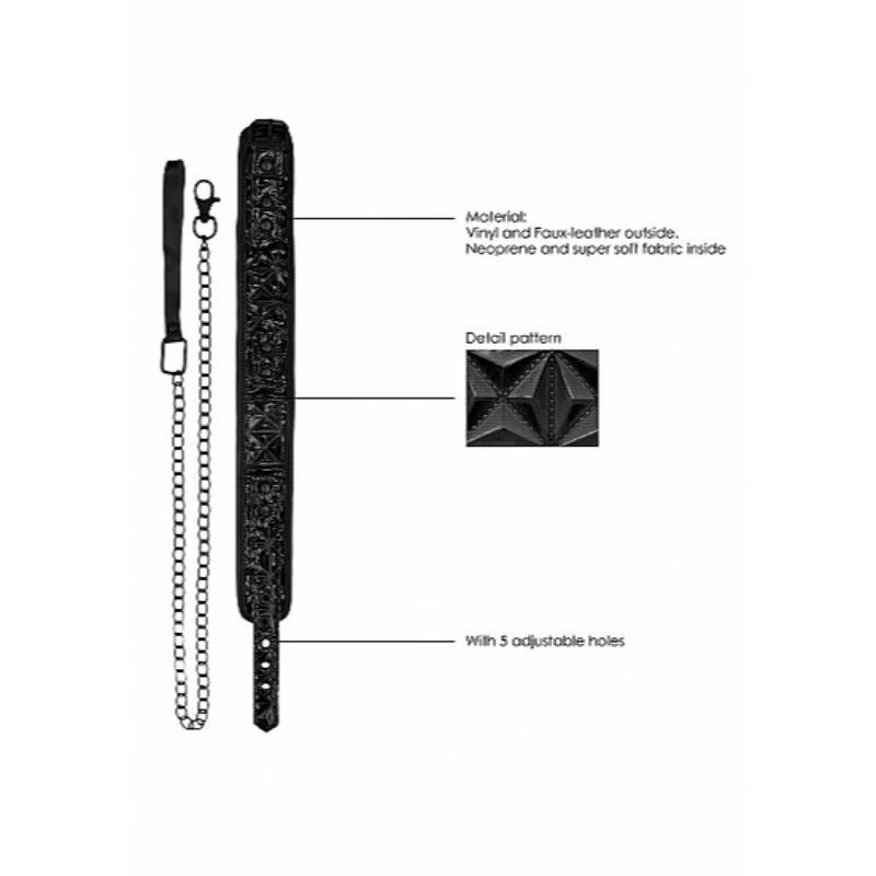 Ouch! Luxury Adjustable Collar With Leash Black - Image 3