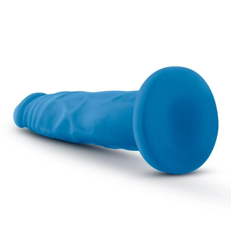 7.5 in. Dildo with Suction Cup Neon Blue - Image 5
