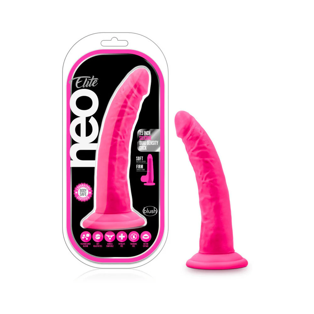7.5 in. Silicone Dildo Neon Pink