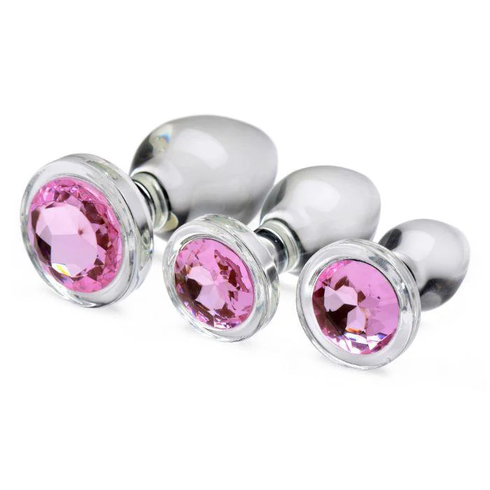Pink Gem Glass Anal Plug Set - Image 2