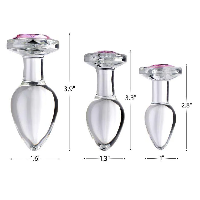 Pink Gem Glass Anal Plug Set - Image 4