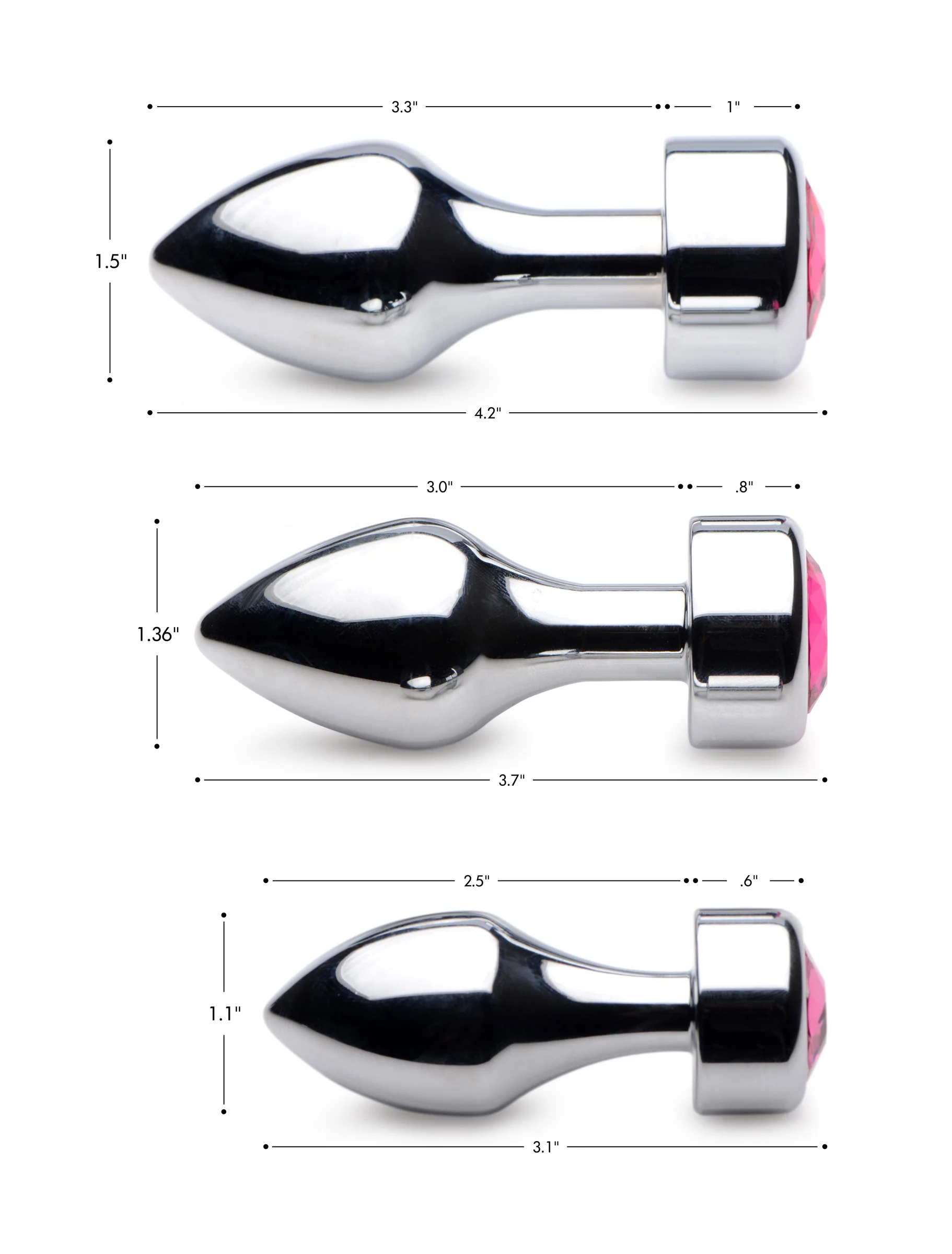 Hot Pink Gem Weighted Anal Plug - Image 4