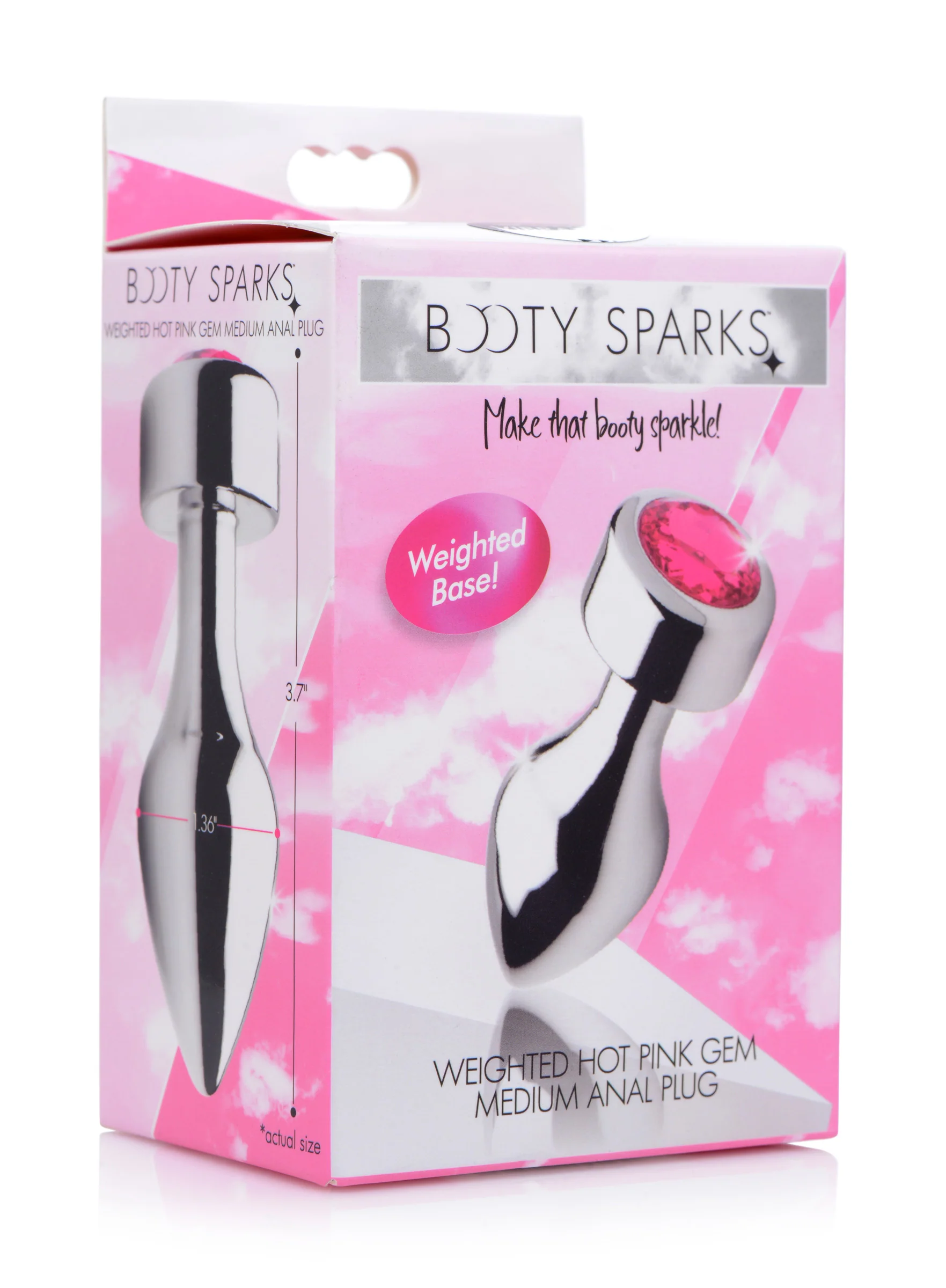 Hot Pink Gem Weighted Anal Plug - Image 5