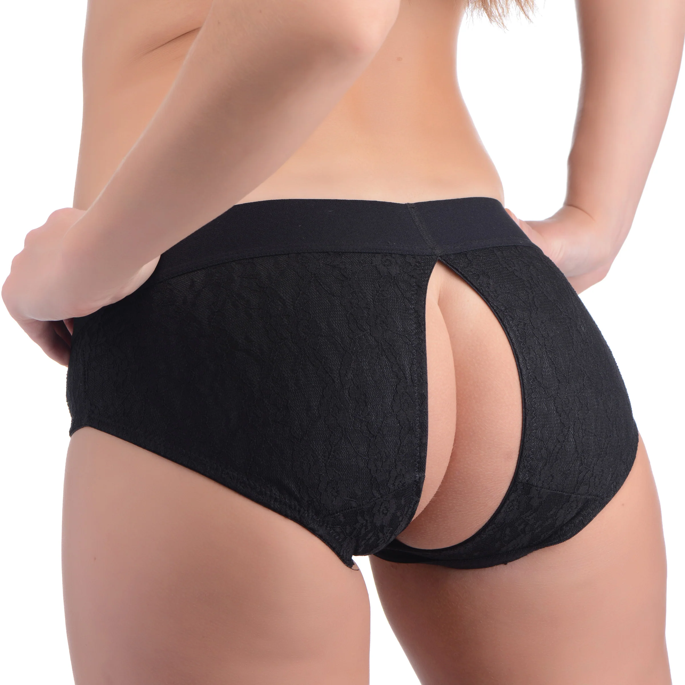 Lace Envy Black Crotchless Panty Harness - Image 2