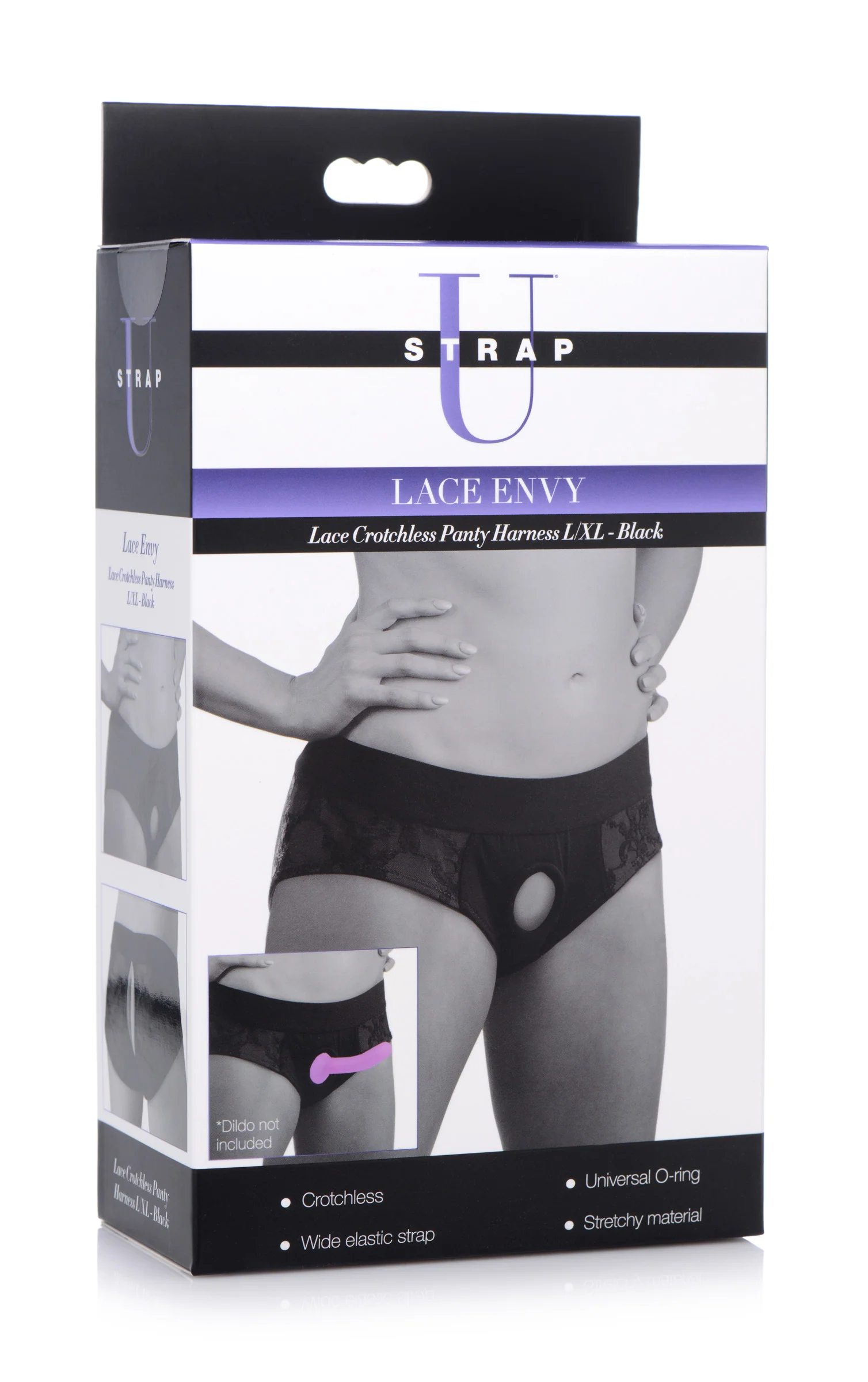 Lace Envy Black Crotchless Panty Harness - Image 6