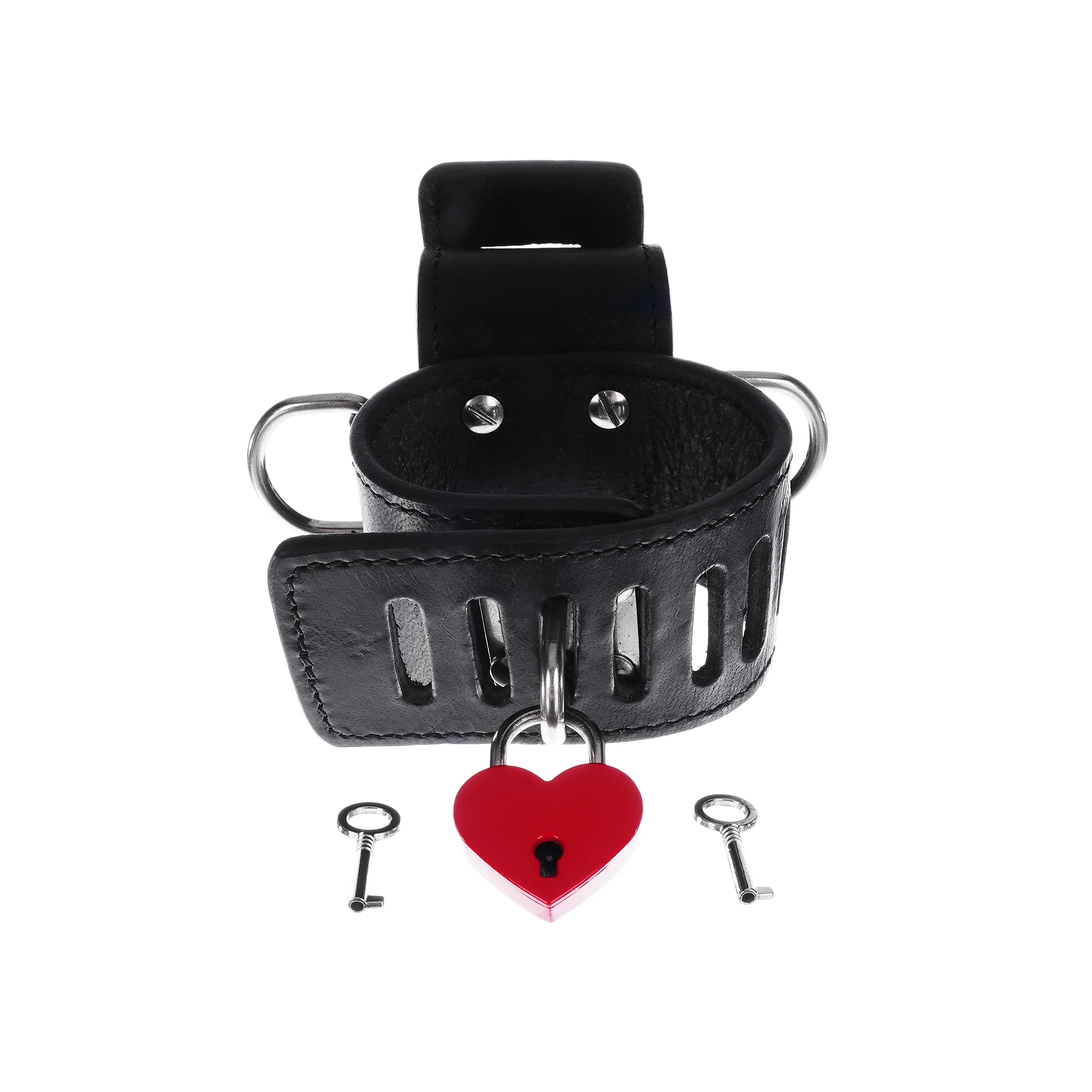 Rough Cut Leather X Cuffs with D Rings by Kink