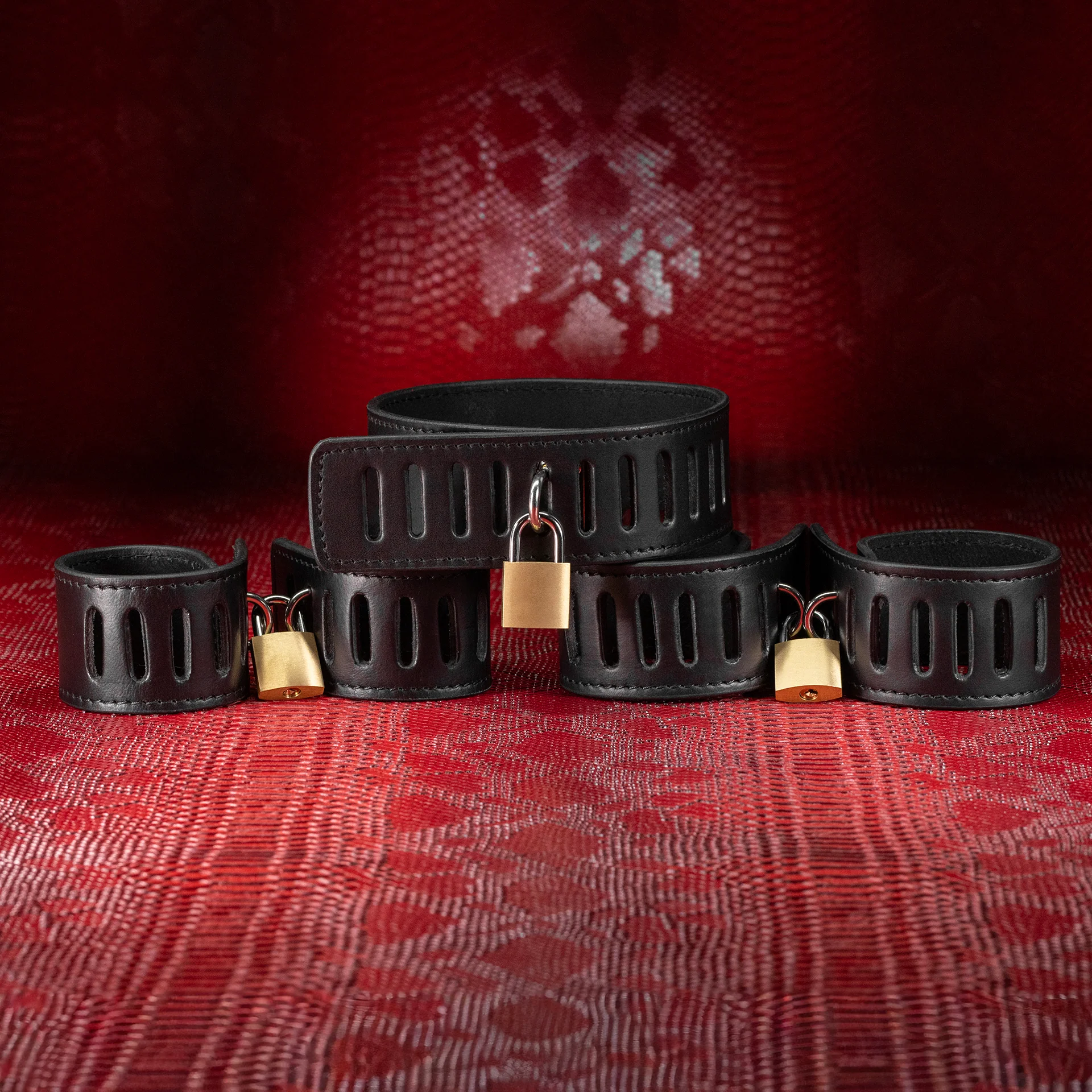 Secure Leather Bondage Five Piece Restraint Set - Image 4