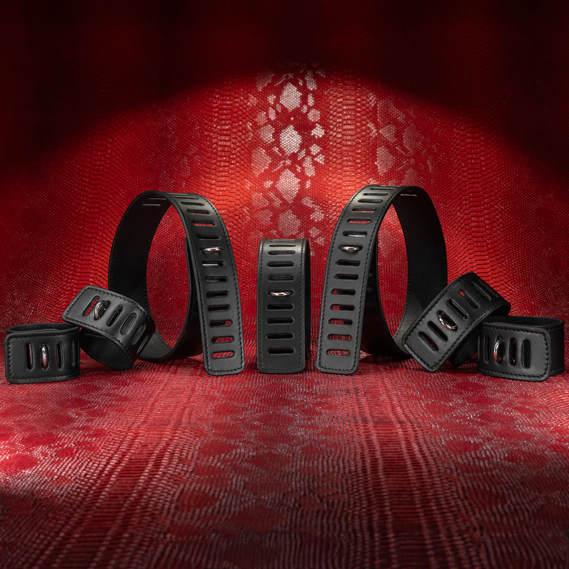 Secure Leather Bondage Seven Piece Restraint Set - Image 6
