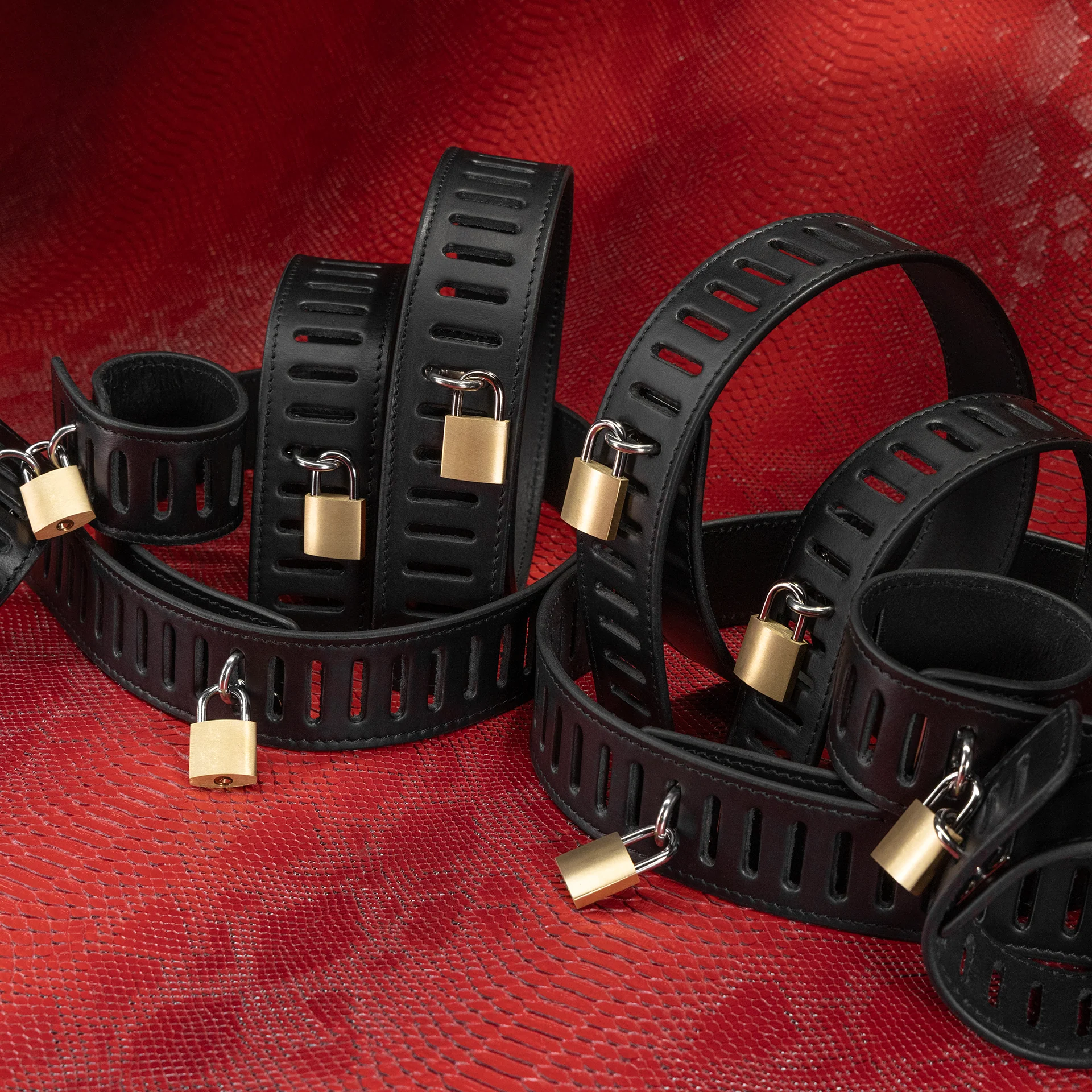 Secure Leather Bondage Ten Piece Restraint Set - Image 5