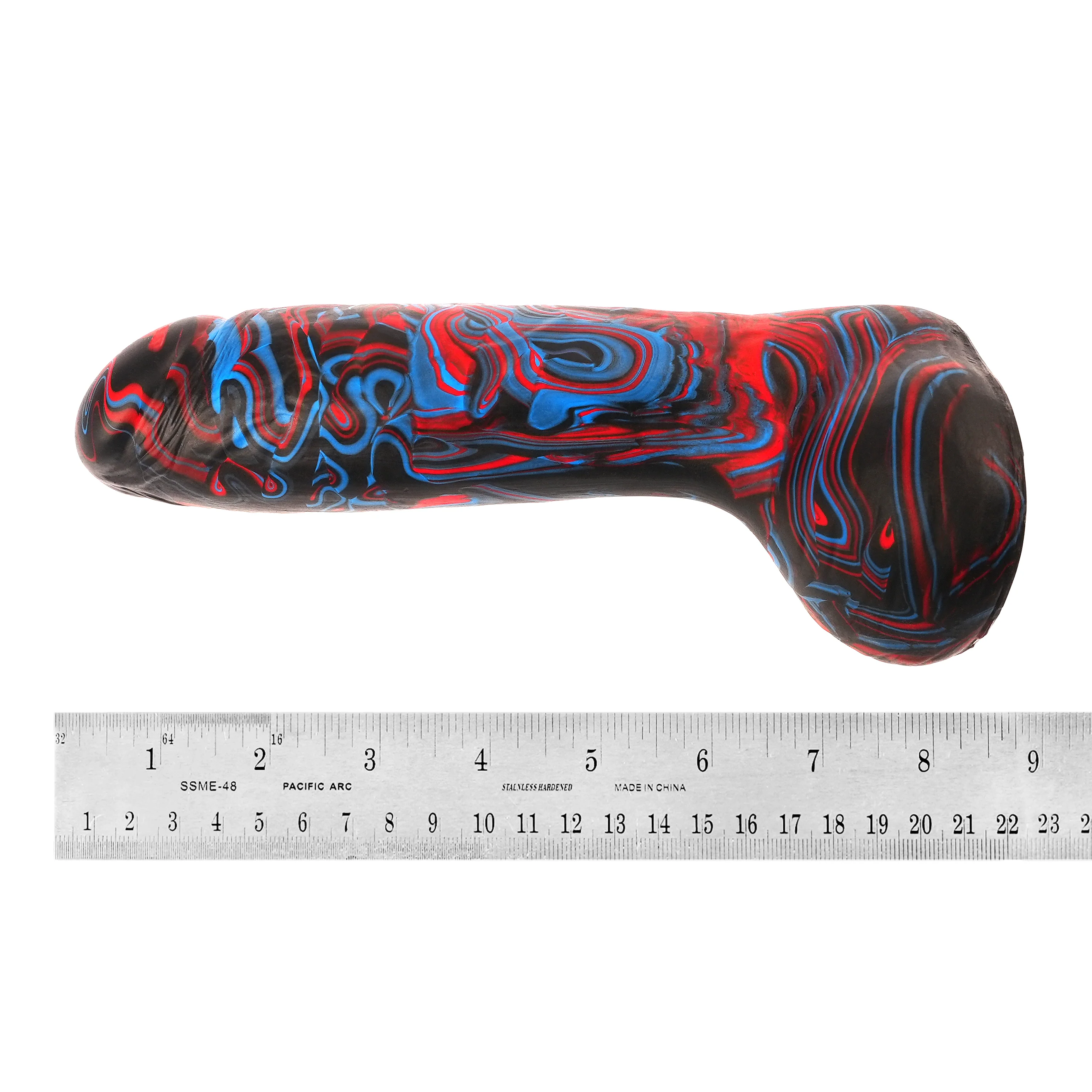 Shadowcaster 8" Silicone Dildo Vapor Blue and Red by Kink - Image 4