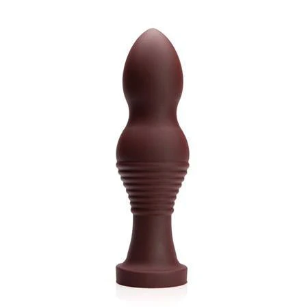 Tantus Piggy Firm XL Bulbed Anal Plug with Ridged Base - Oxblood