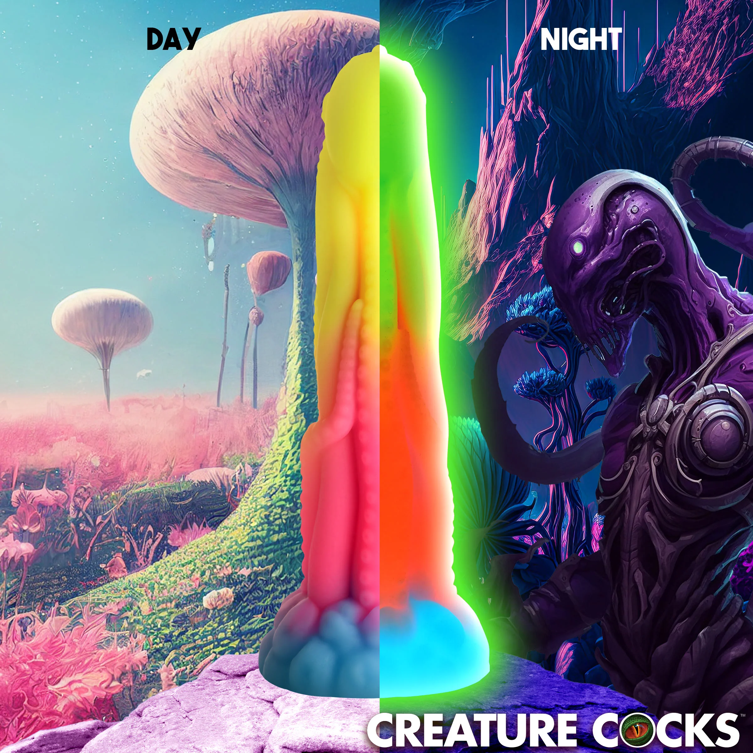 Alien Glow-In-The-Dark Fantasy Dildo - Image 9