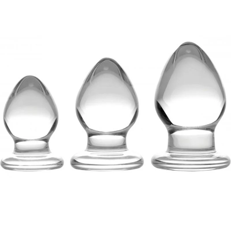 Triplets 3 Piece Glass Anal Plug Kit