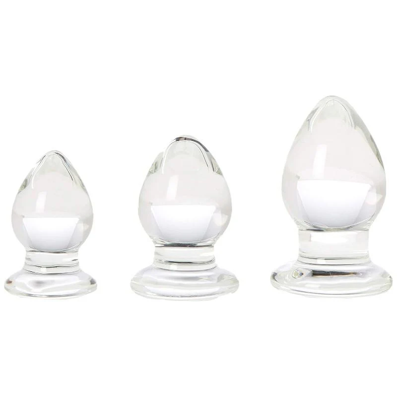Triplets 3 Piece Glass Anal Plug Kit - Image 2