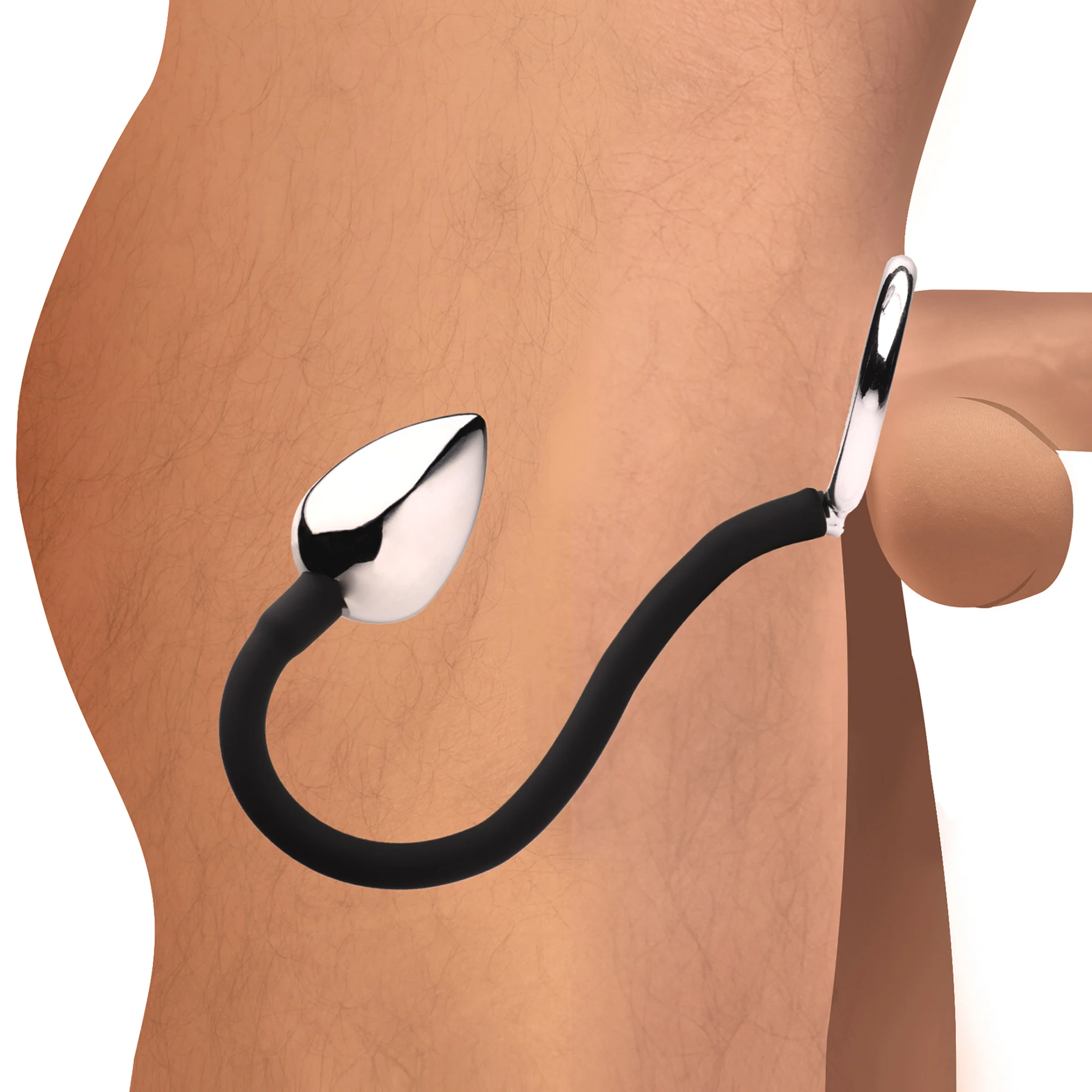 Tug & Plug Dual Stimulation Cock Ring with Anal Plug