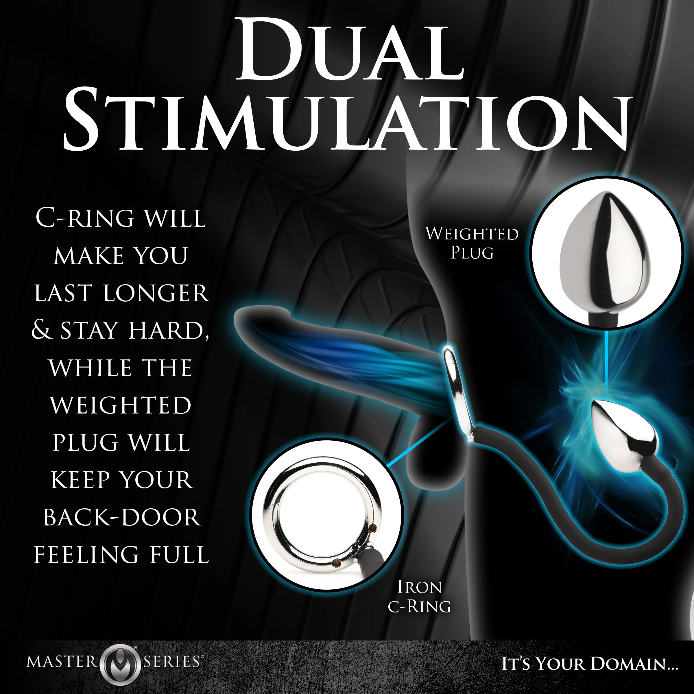 Tug & Plug Dual Stimulation Cock Ring with Anal Plug - Image 3
