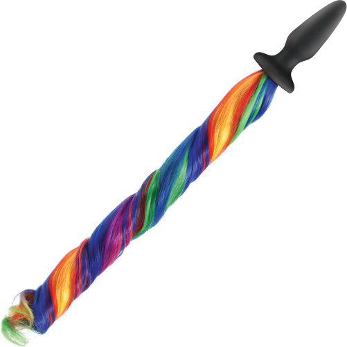 Unicorn Tails Anal Plug Black/Rainbow