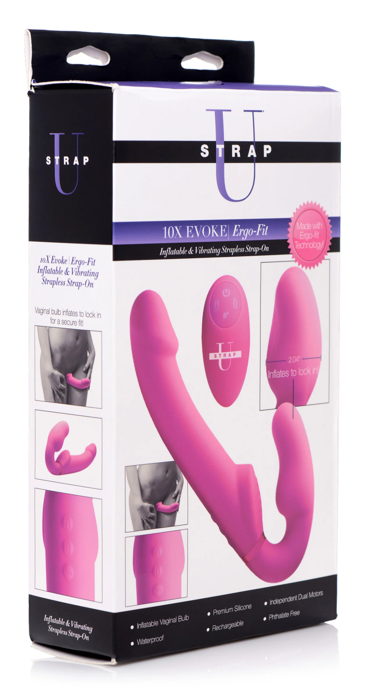 Remote Control Inflatable Vibrating Ergo Fit Strapless Strap-On - Image 9
